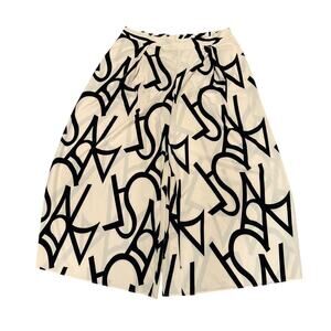 Luukse Abstract Print Wide Leg Culottes Pants 4XL Black Cream Flowy Artsy Bold